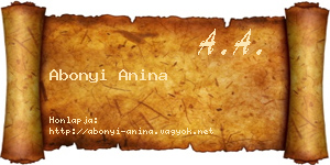 Abonyi Anina névjegykártya